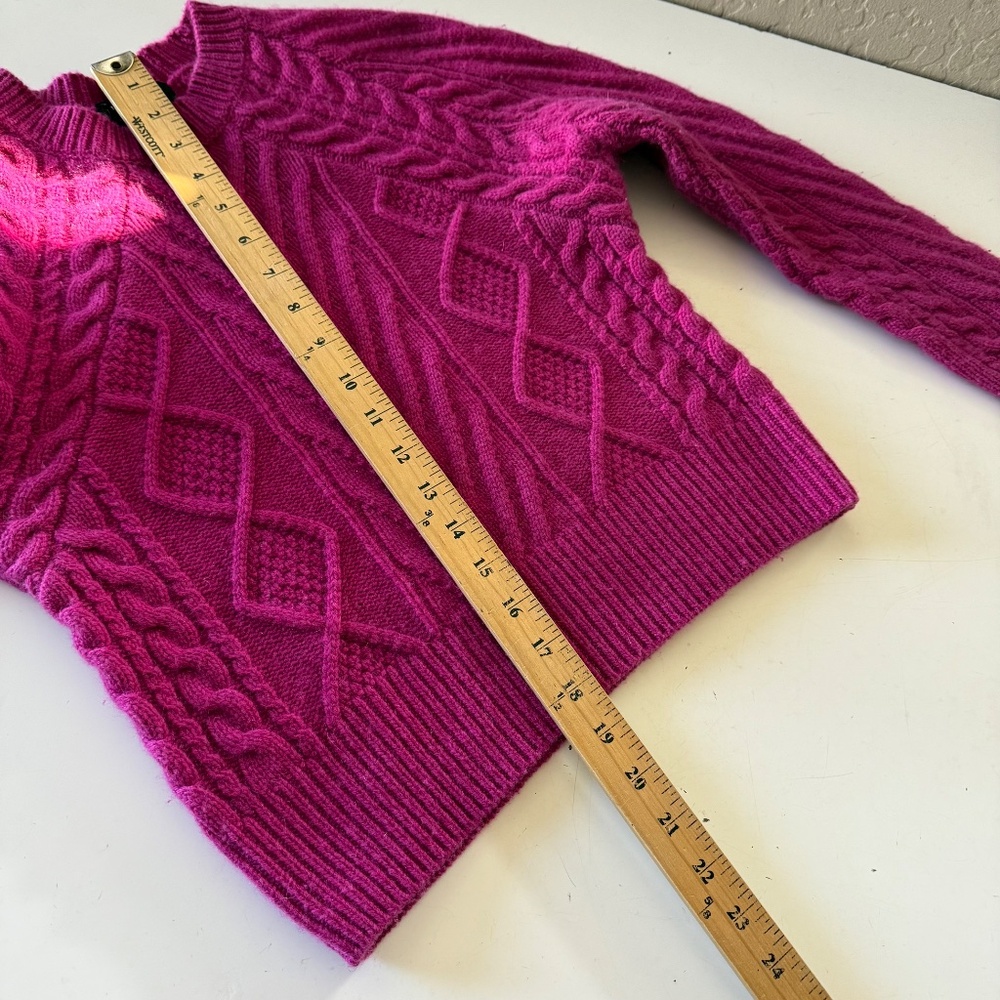 rag & bone New York Fuchsia Pink Cable Knit 100% Cashmere Crew Neck Sweater 2XS - Picture 7 of 7
